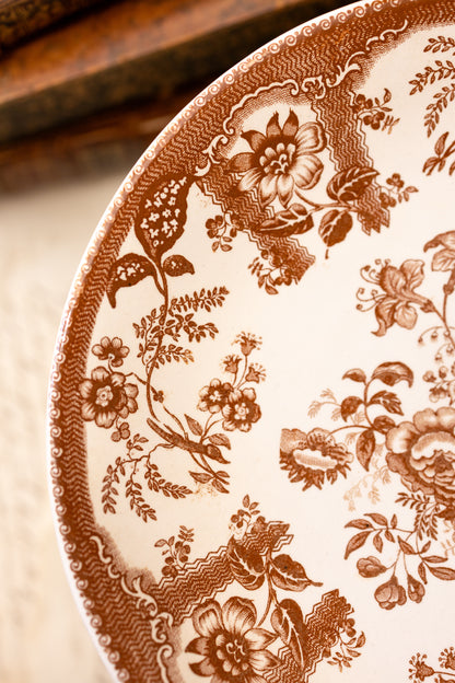 Antique Brown Transferware Ironstone Cake Stand | Baker & Co.
