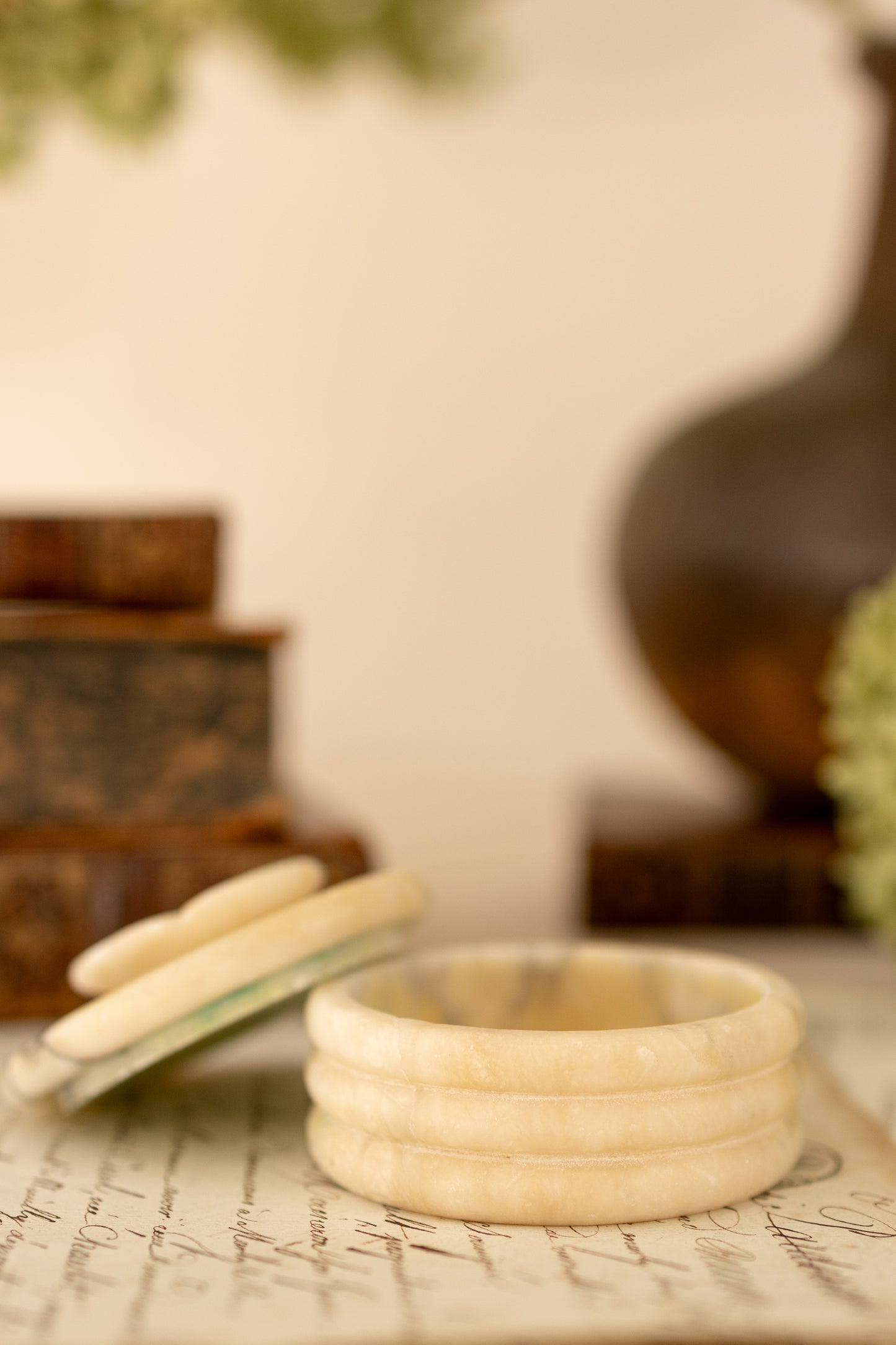 Floral Top Alabaster Lidded Dish