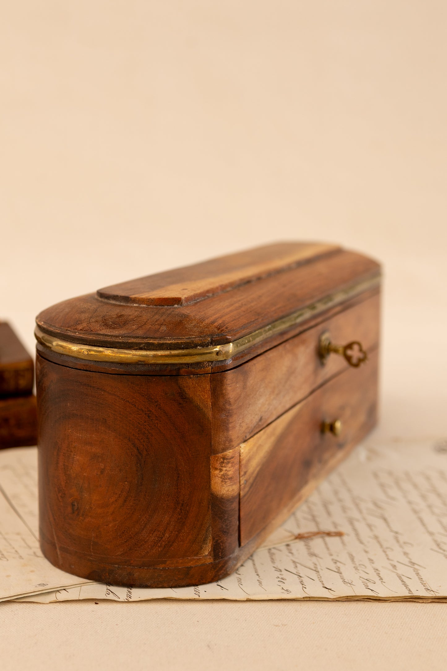 Antique Pencil Box W/ Working Key