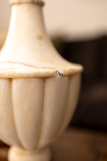 Carved Alabaster Urn Lamp