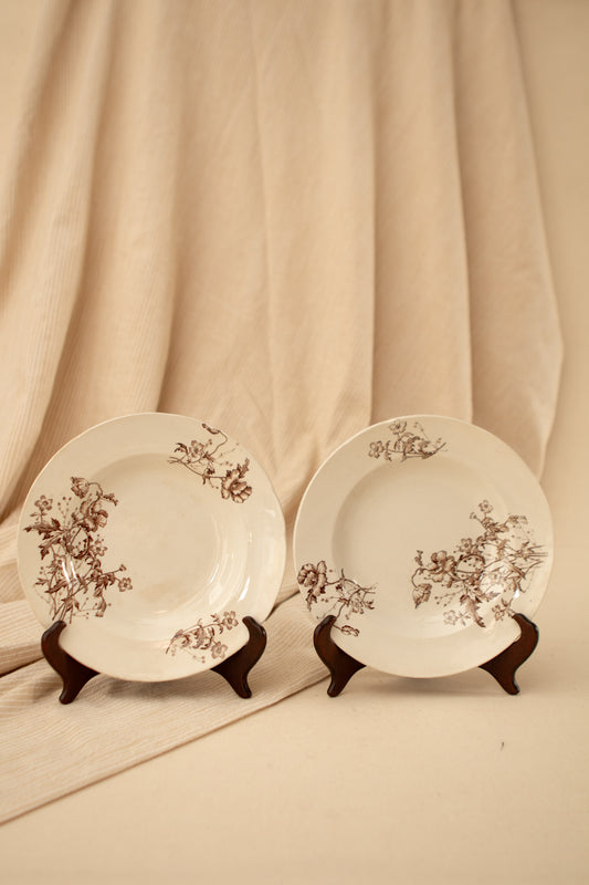 Set of Two Brown Transferware Bowls