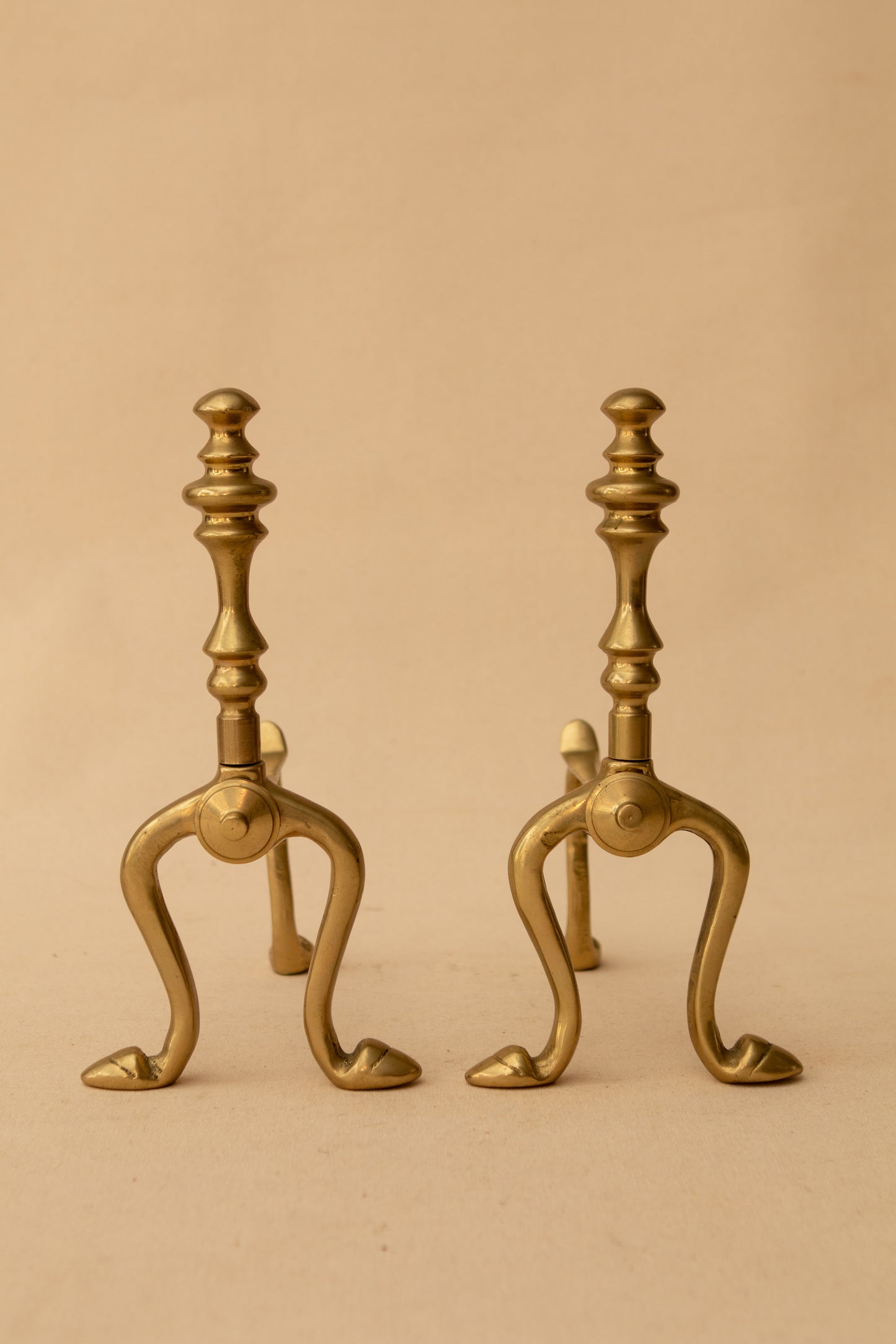 Pair of Small Brass Andirons