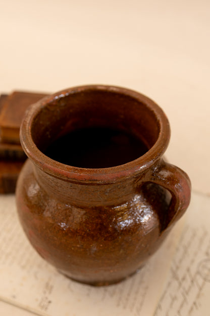 Brown Glazed Terracotta Two Handled Vase