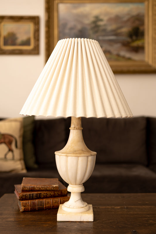 Carved Alabaster Urn Lamp