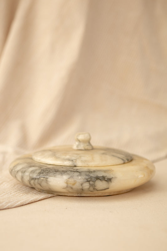 Alabaster Lidded Dish with Light Lid
