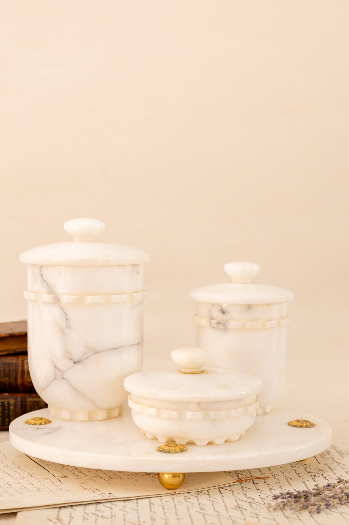 Alabaster Vanity Set with Tray