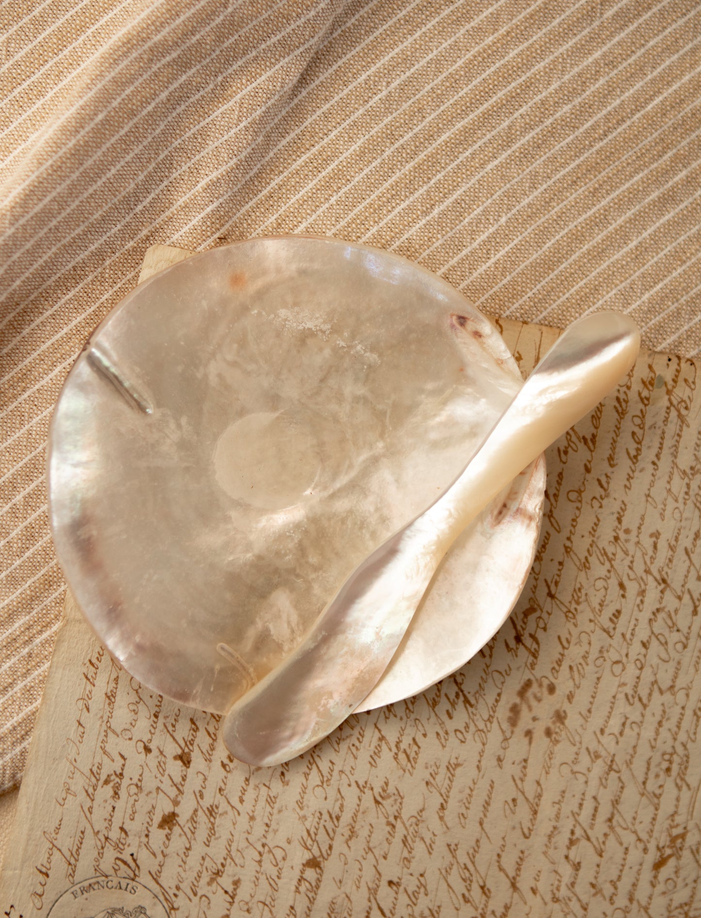 Mother of Pearl Butter Dish with Knife