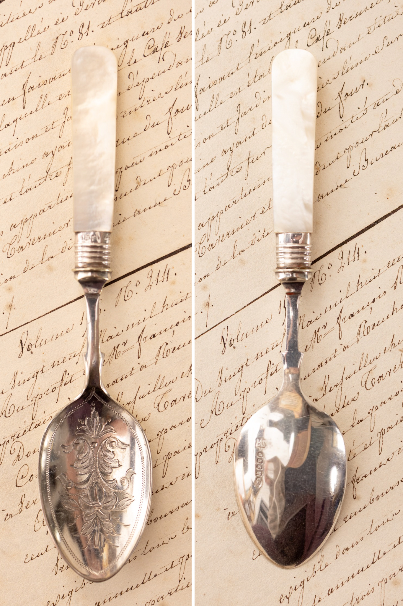 Antique Mother-of-Pearl Handle Spoons (Sold Individually)