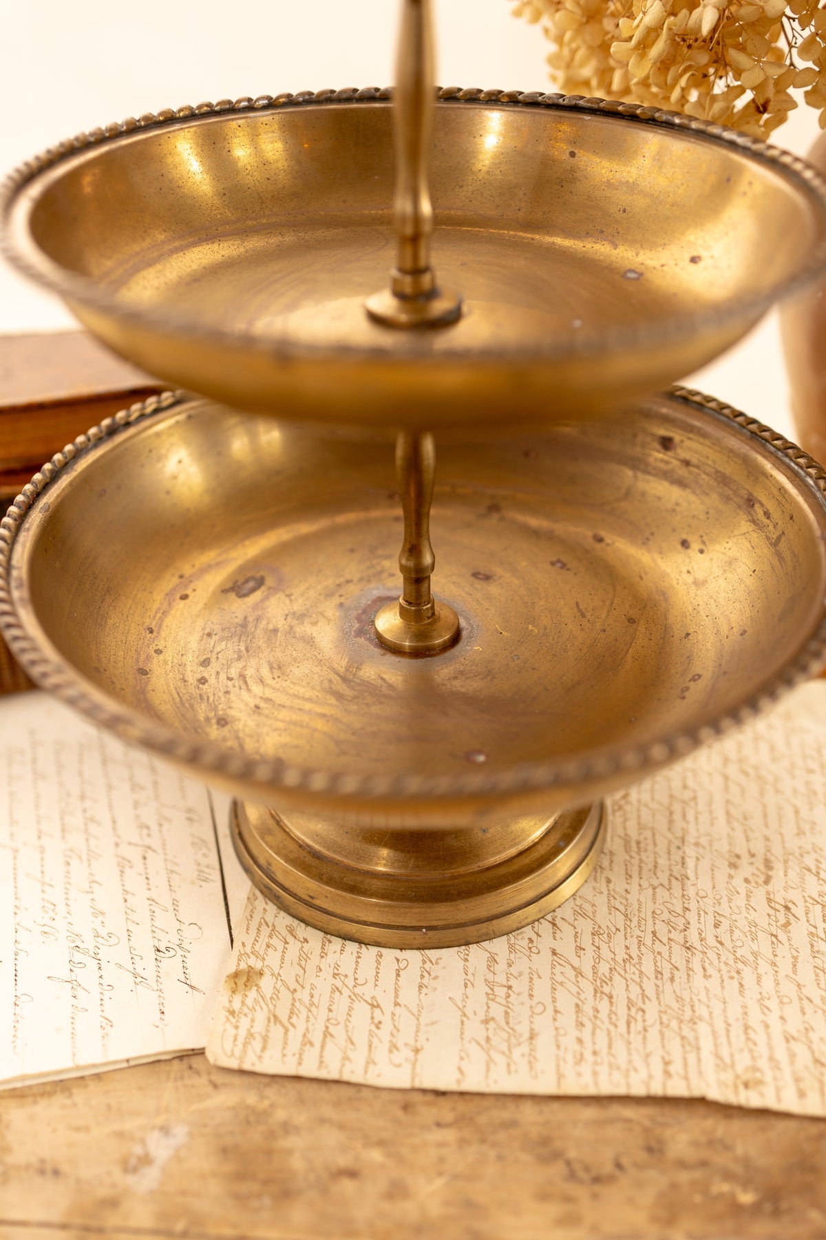 Three Tiered Brass Serving Tray