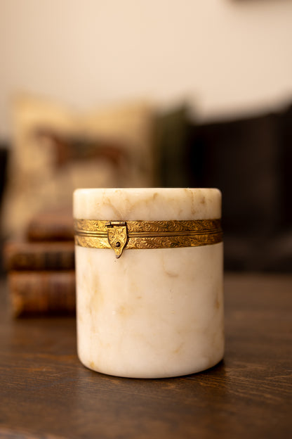 Alabaster Jar with Brass Mounted Lid
