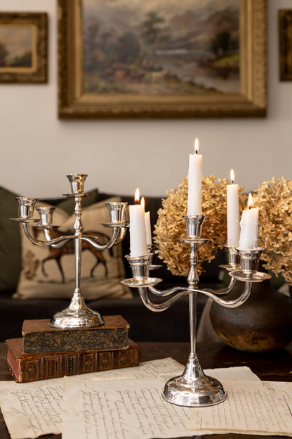 Pair of Silver Plated Five Arm Candelabras