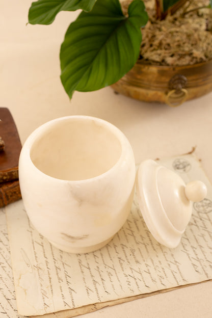 Large Alabaster Lidded Jar