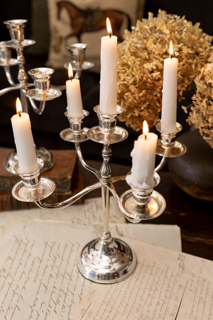 Pair of Silver Plated Five Arm Candelabras