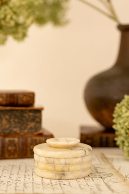 Floral Top Alabaster Lidded Dish