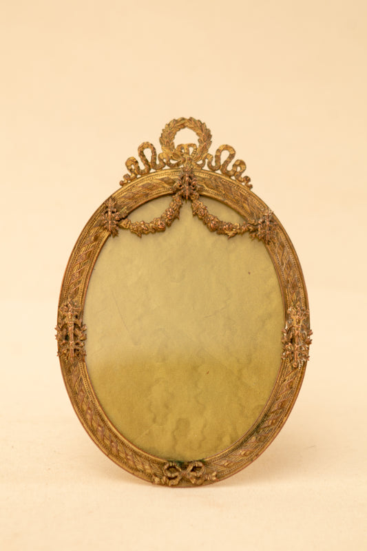 Antique French Bronze Oval Frame