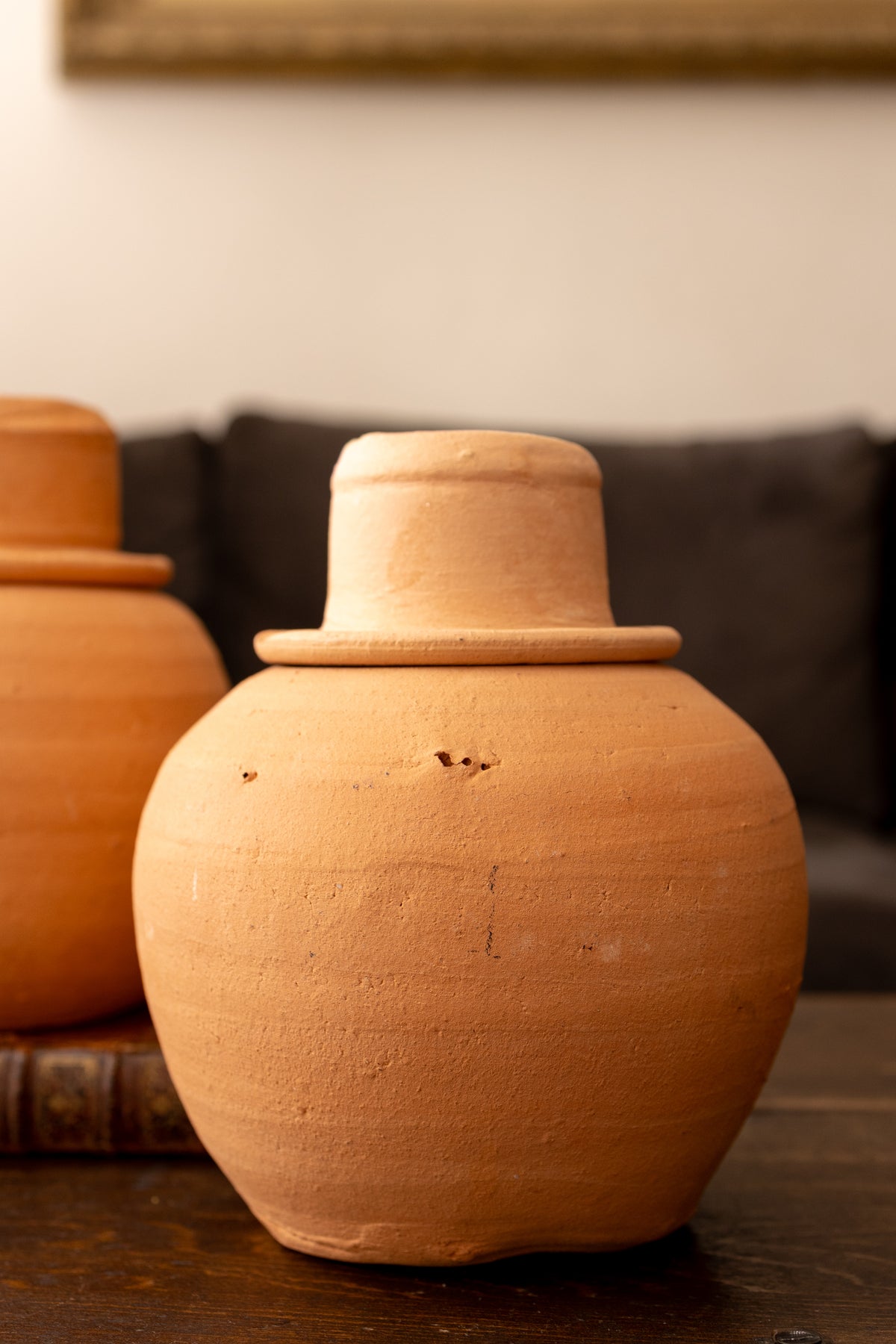 Vintage Hewell’s Pottery Terracotta Jack o’ Lanterns — Pair