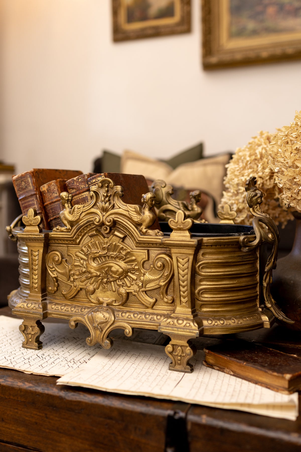 Antique French Gilt Brass Jardinière