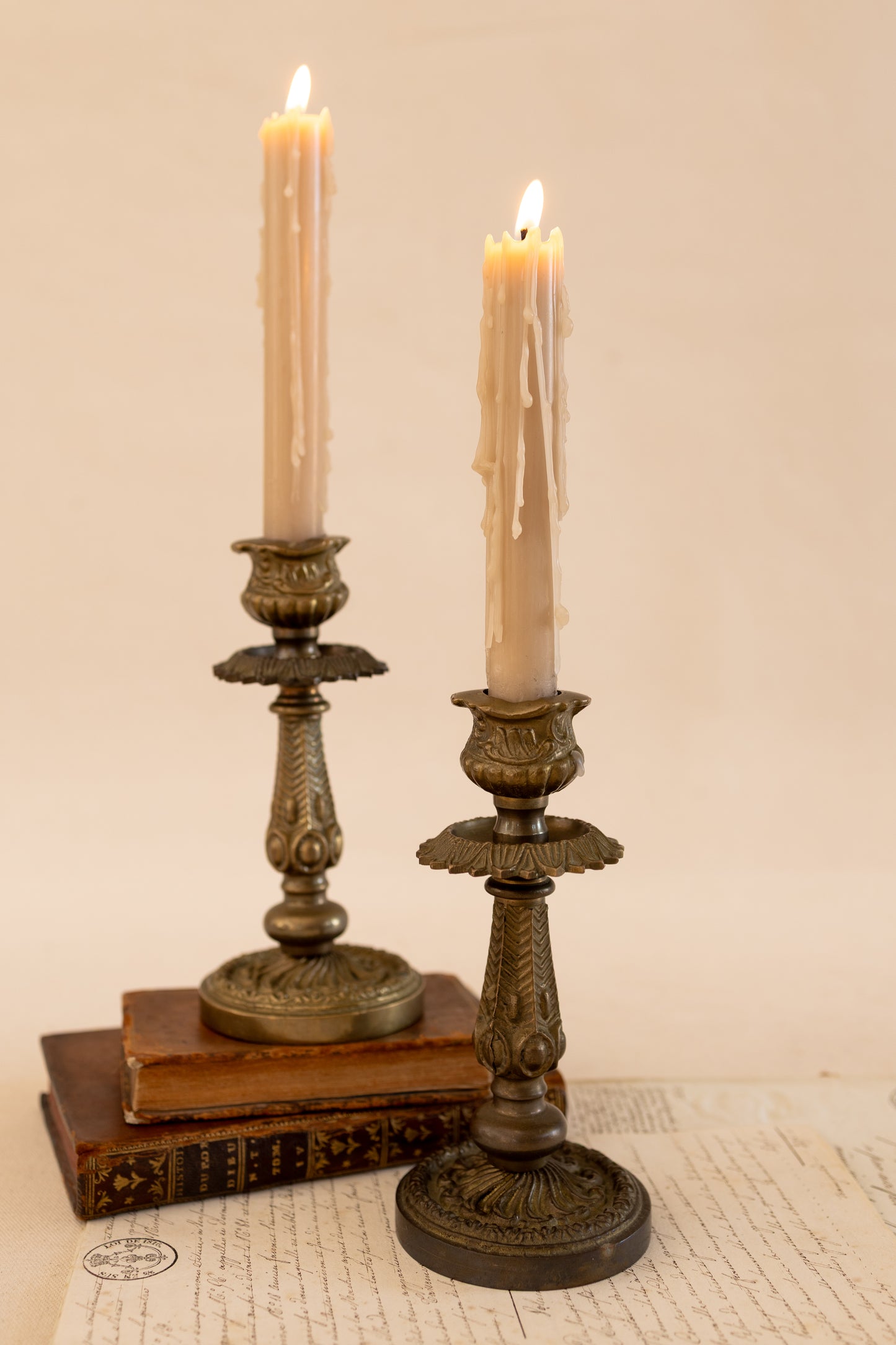 Pair of Italian Brass Candlestick Holders