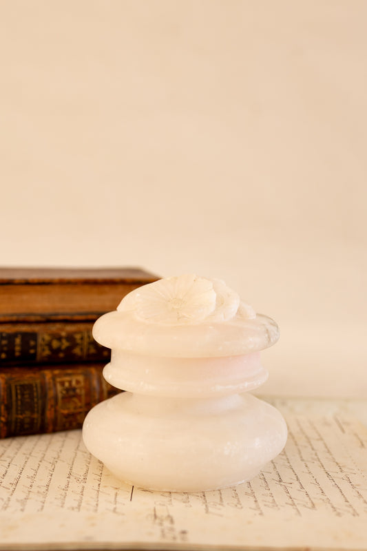 Floral Lidded Alabaster Jar