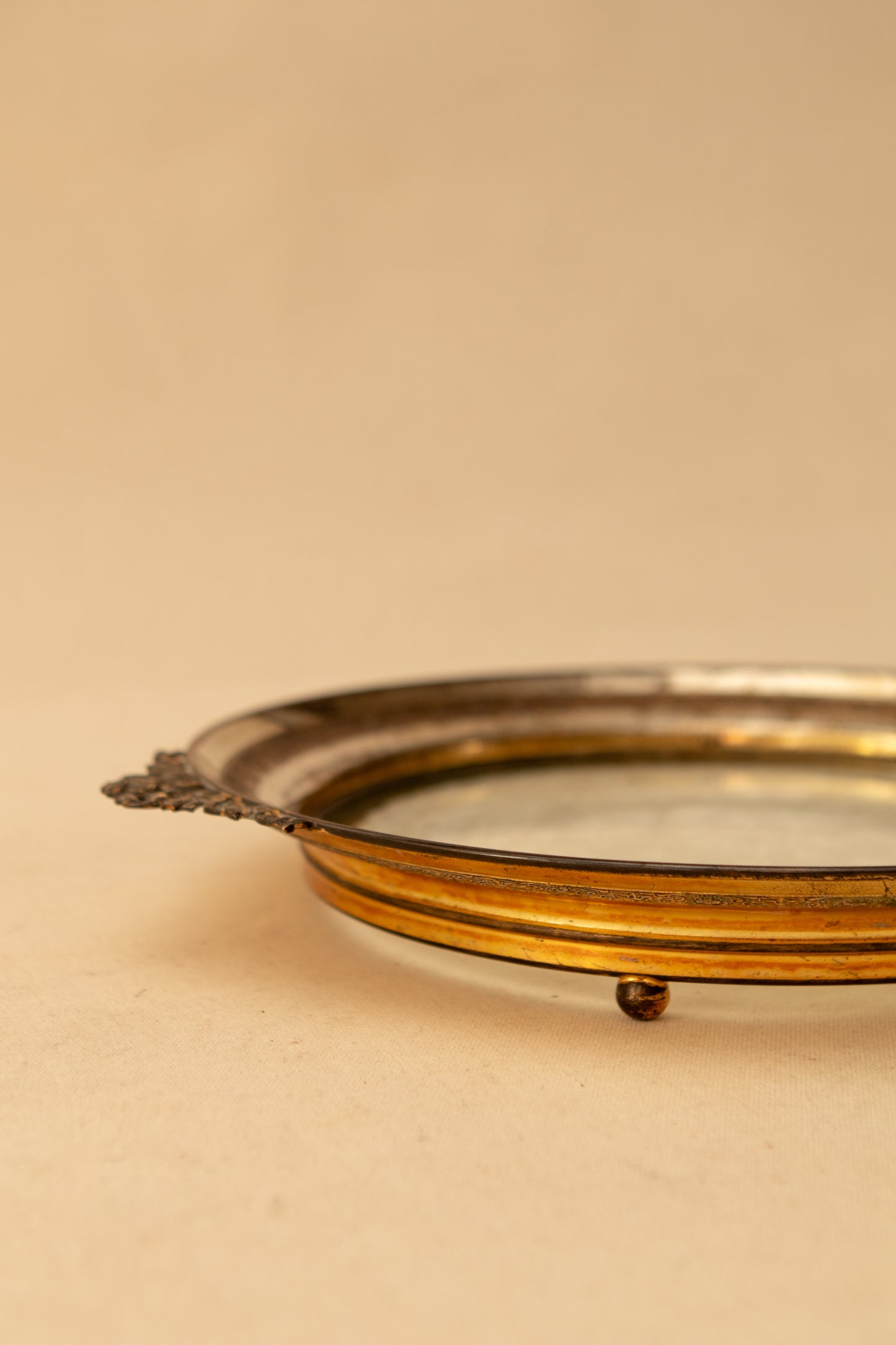 Silver Plate Glass Tray w/ Lace Doily Insert