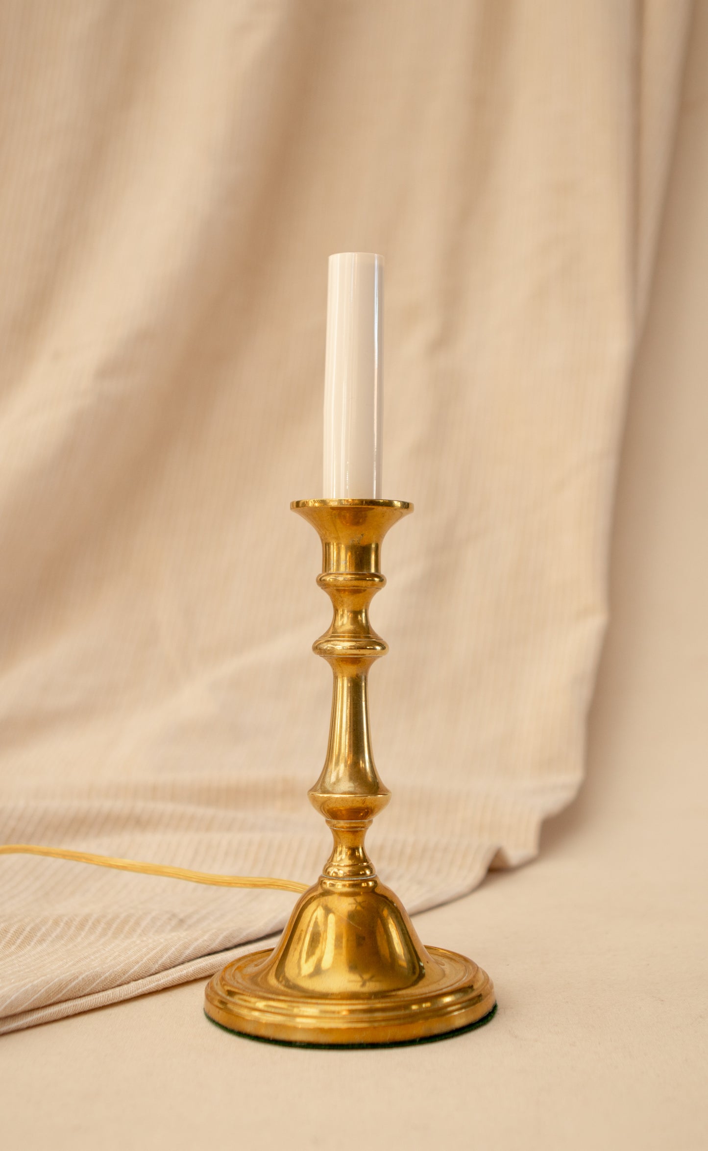Heavy Brass Candlestick Lamp