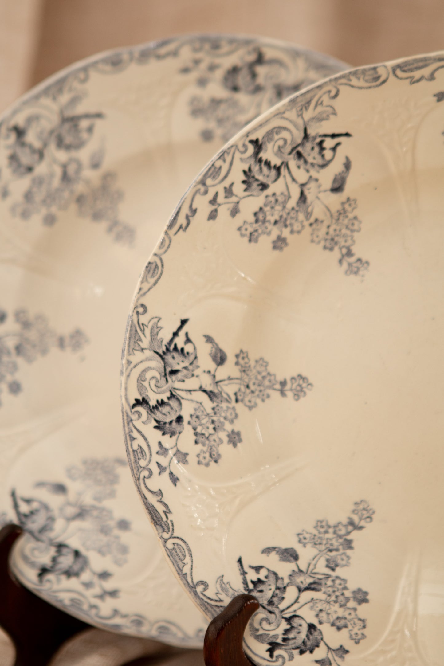 Set of Two Blue Transferware Plates