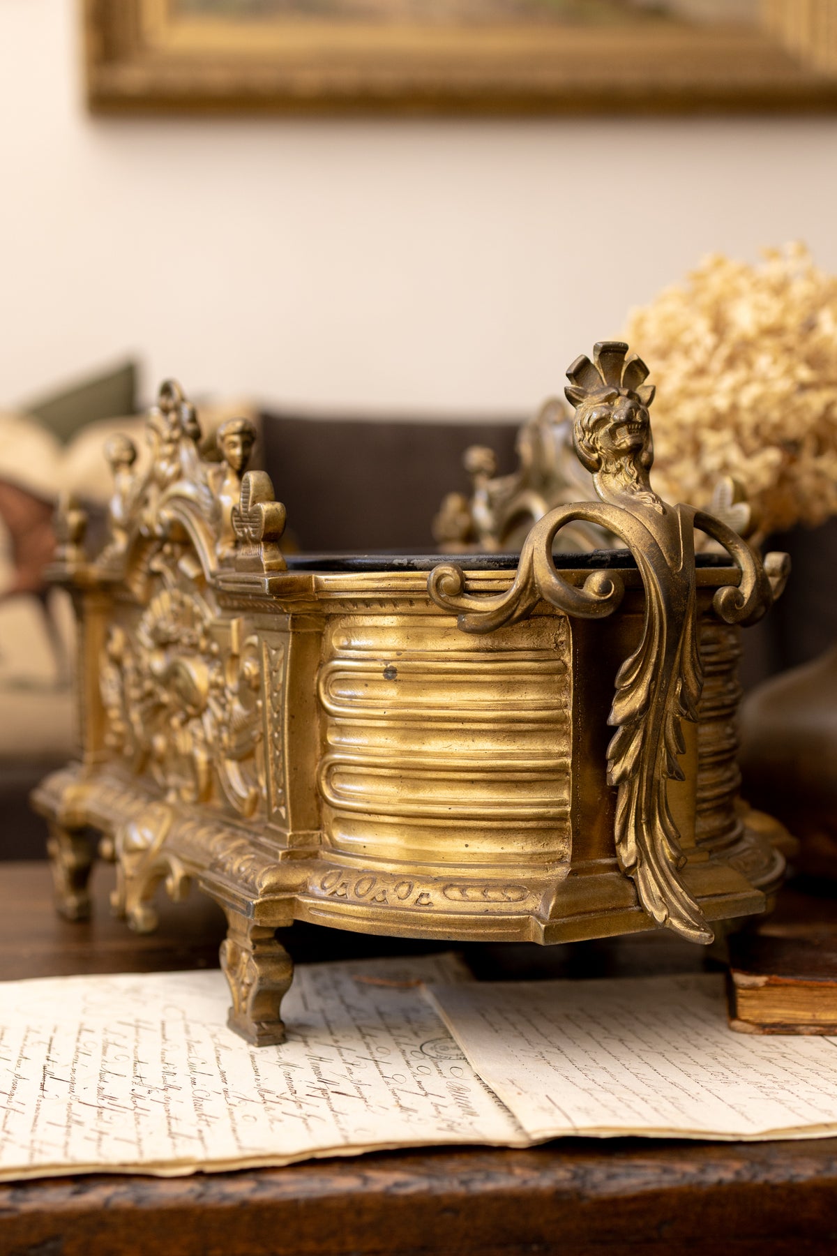 Antique French Gilt Brass Jardinière