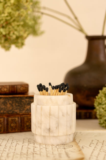 Ribbed Alabaster Matchstick Holder