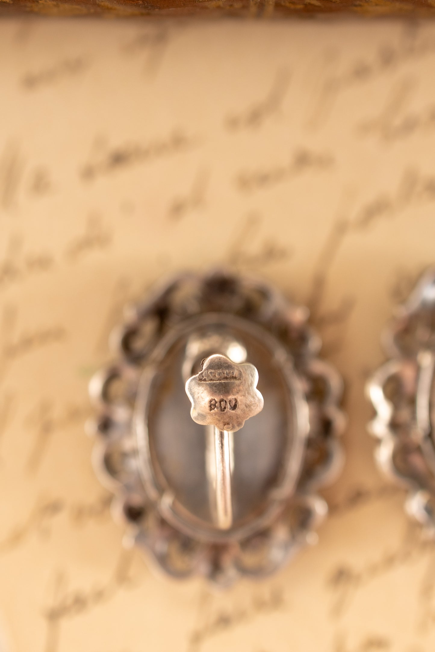 Pietra Dura 800 Silver Screwback Earrings