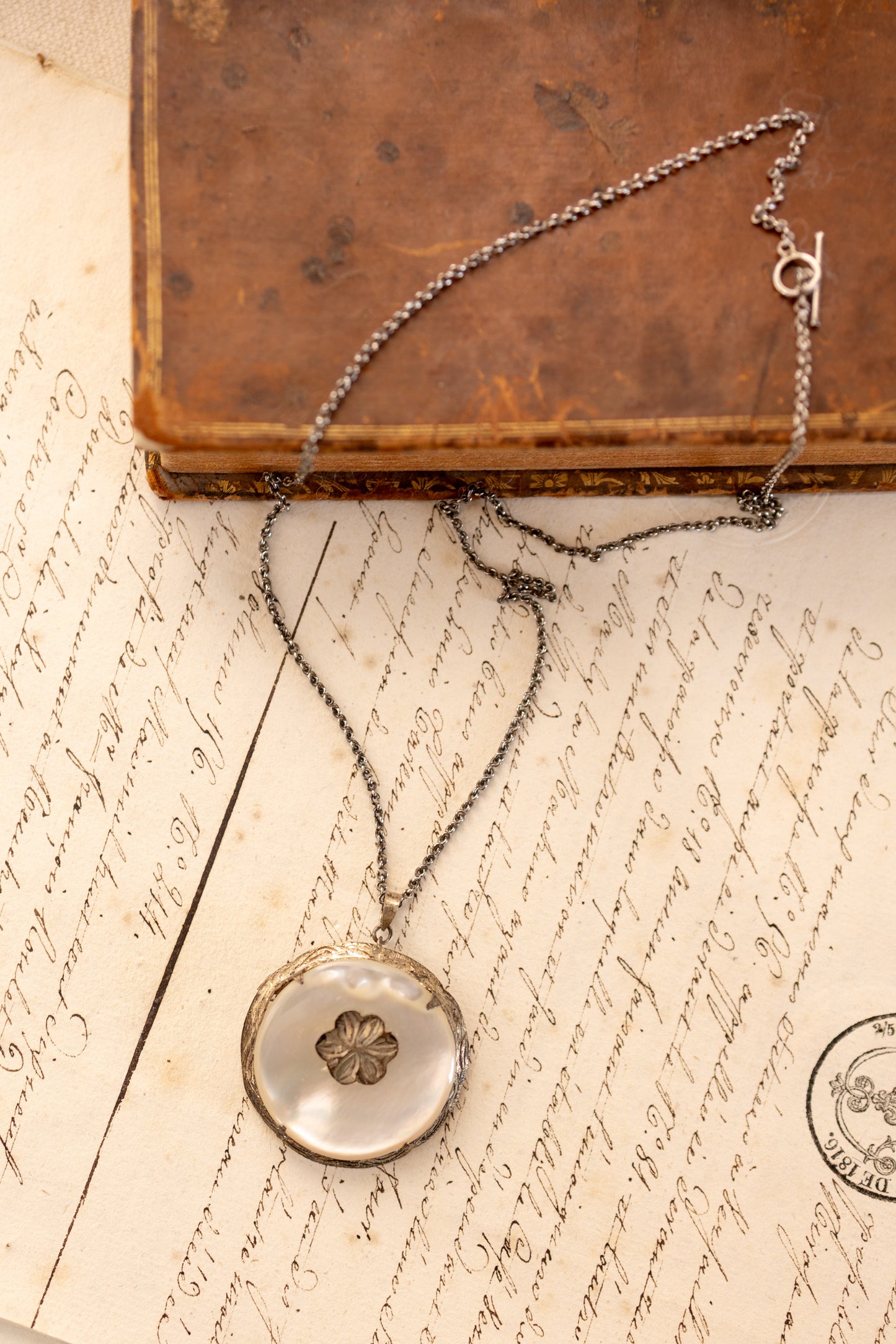 Mother of Pearl Medallion Necklace