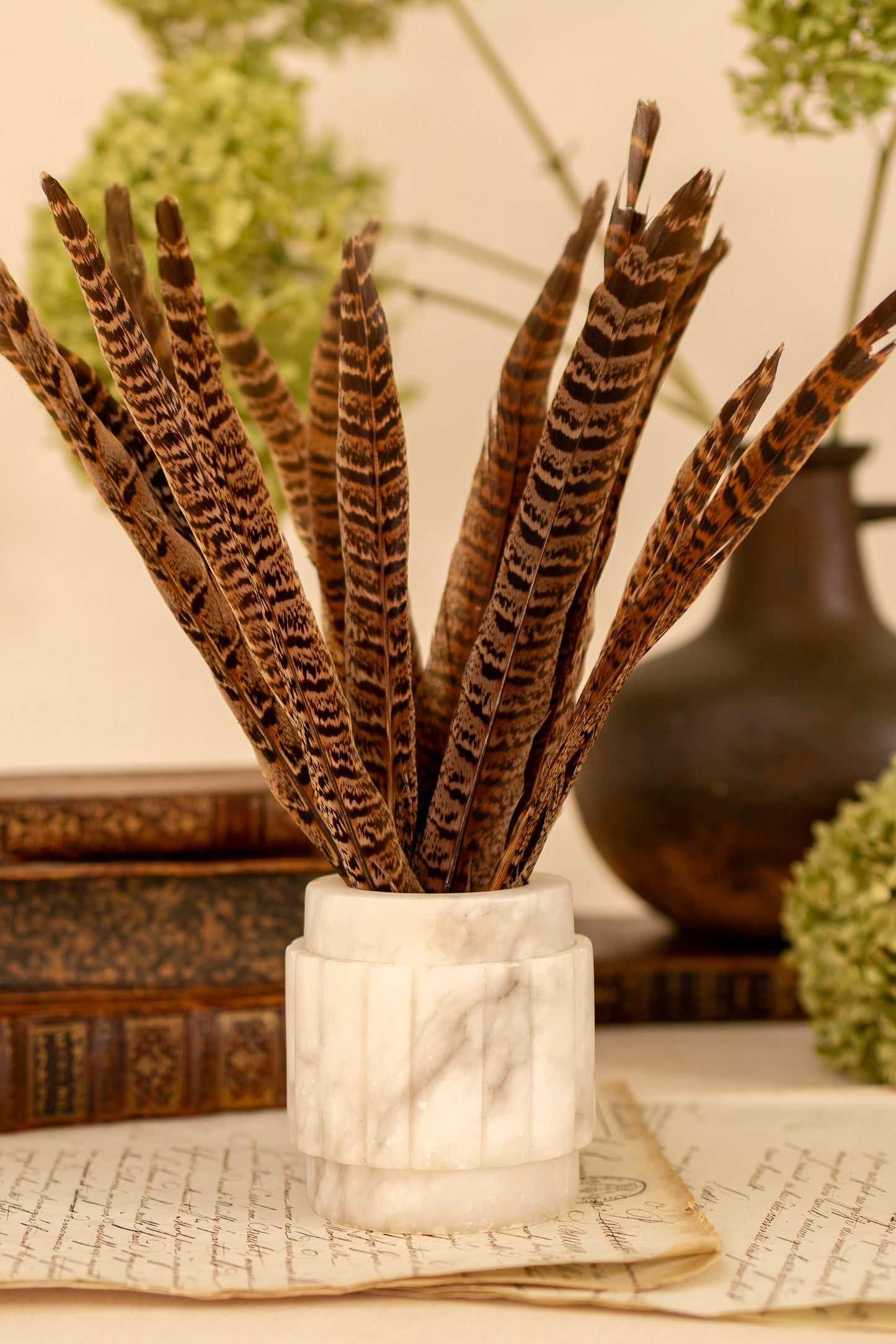 Ribbed Alabaster Matchstick Holder