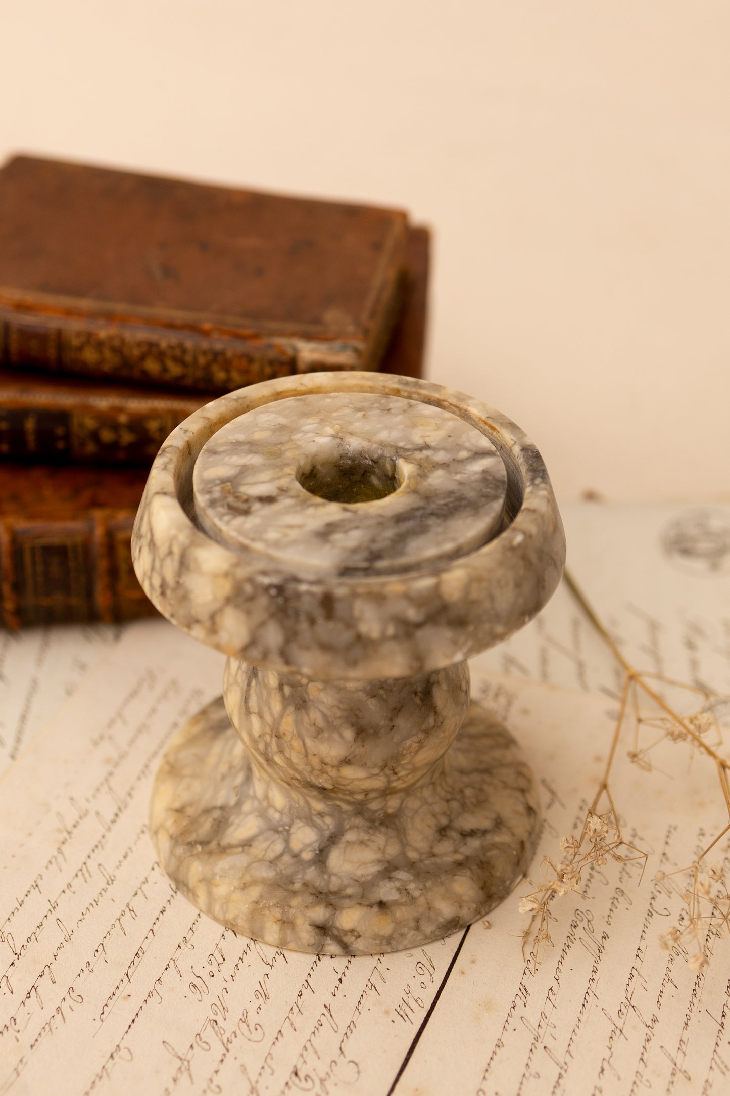 Alabaster Candle Holder Pedestal
