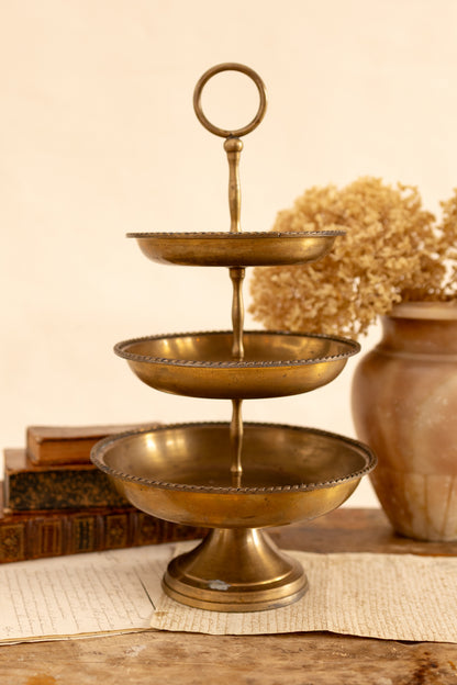 Three Tiered Brass Serving Tray