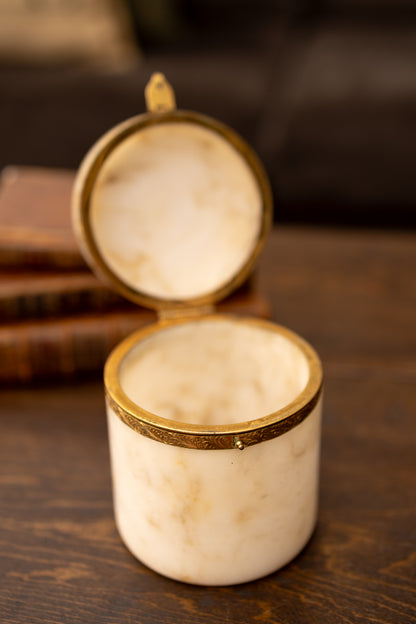 Alabaster Jar with Brass Mounted Lid