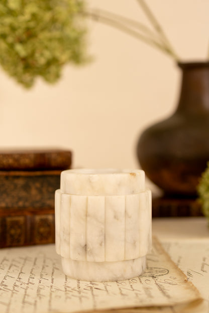 Ribbed Alabaster Matchstick Holder