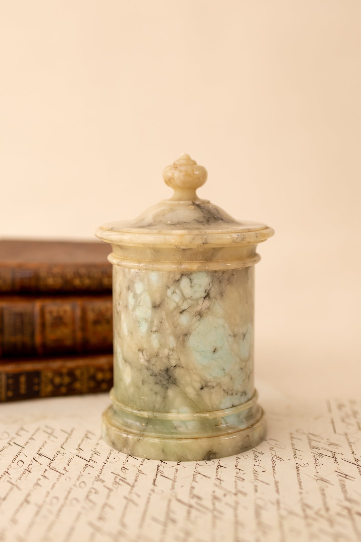 Alabaster Lidded Canister