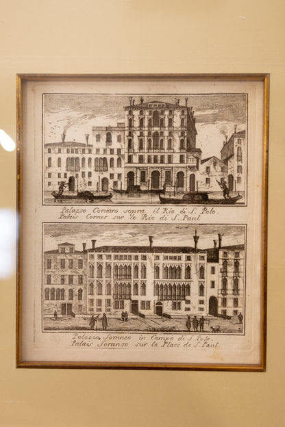 Set of Six Framed Venetian Architectural Engravings