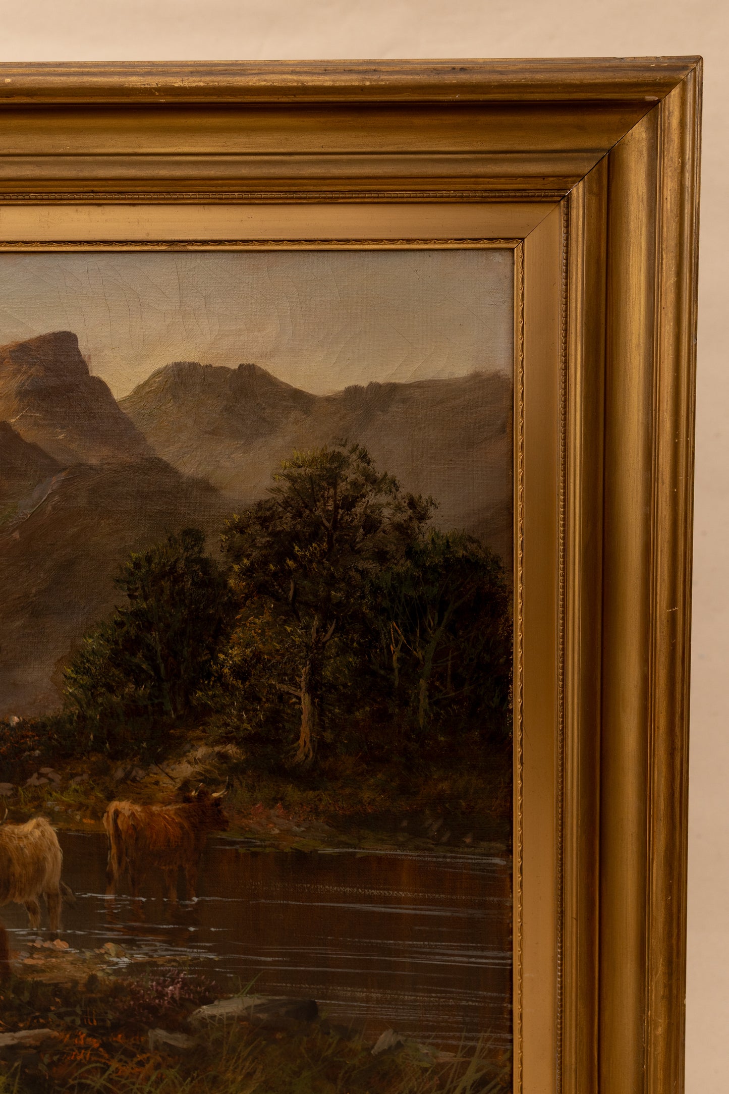 Antique Pastoral Landscpae w/ Highland Cows 1914 (shipping included)