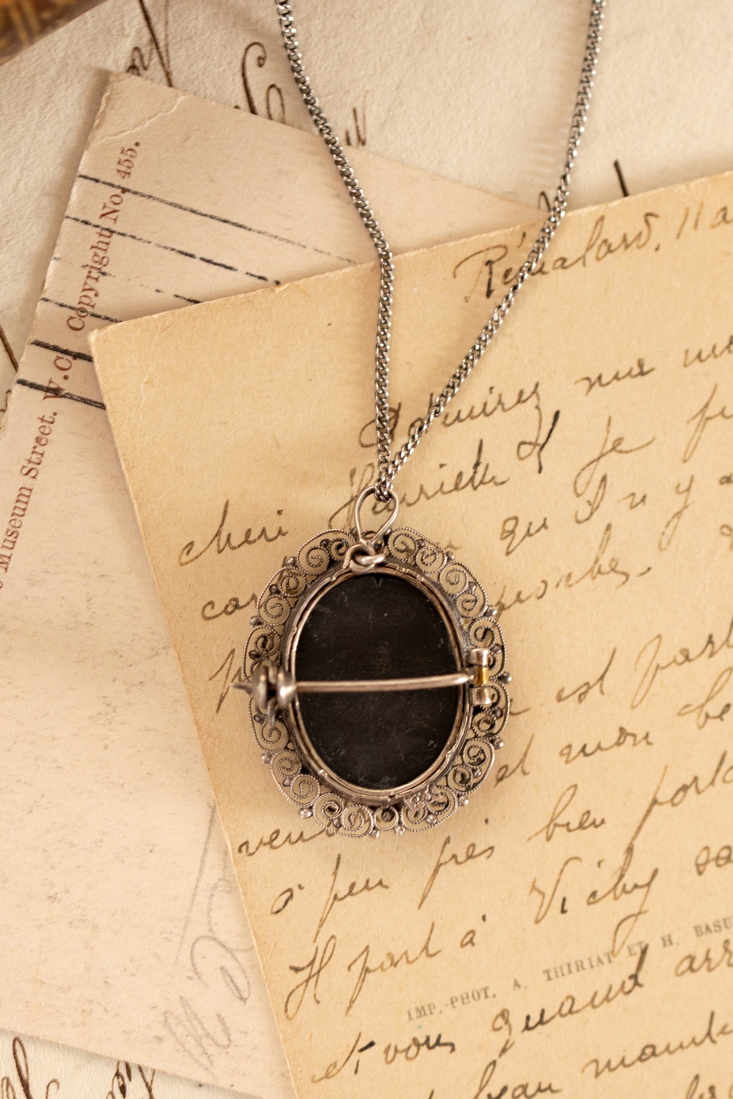 Pietra Dura 800 Silver Pendant & Brooch